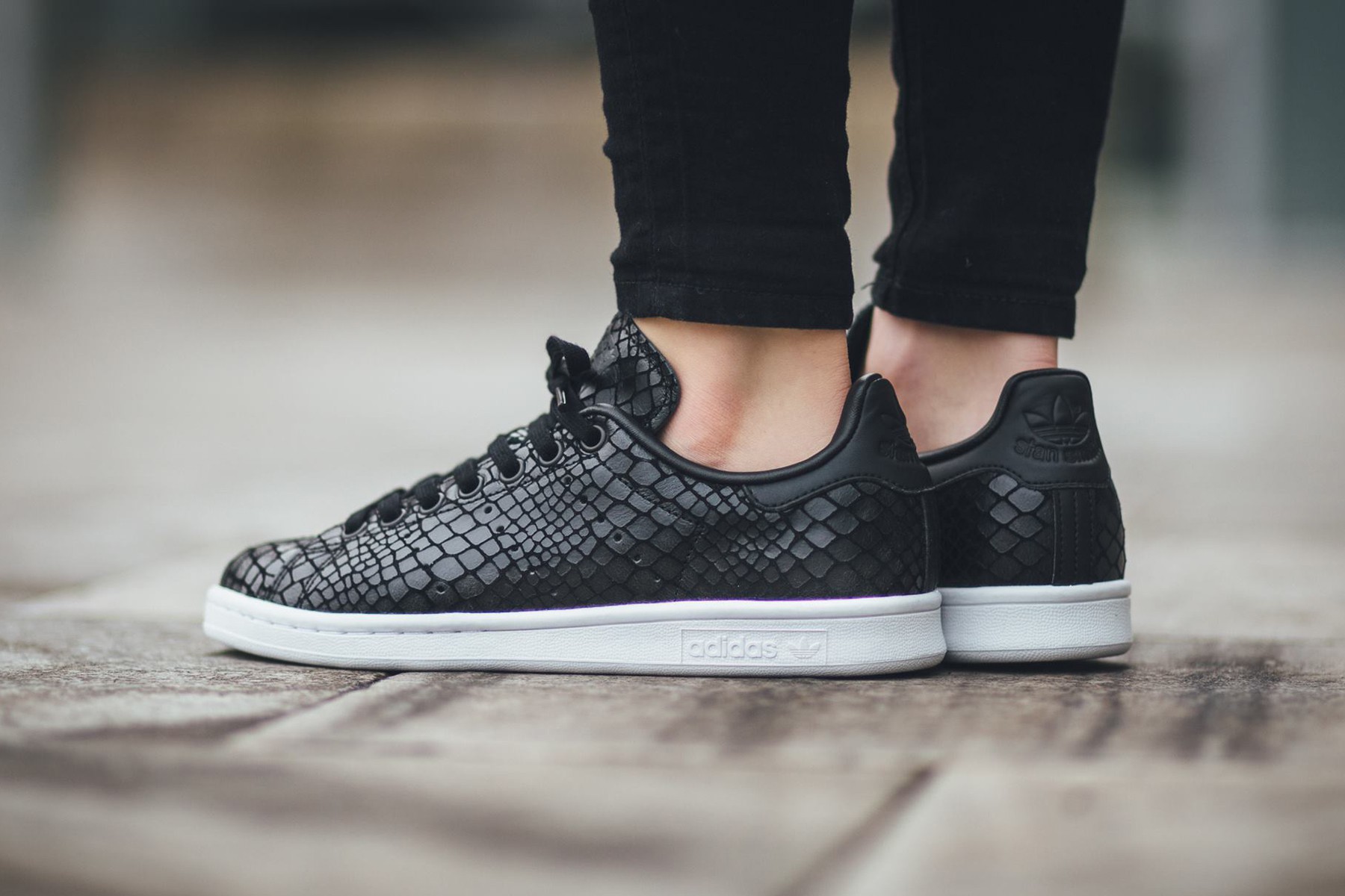 adidas stan smith cuir croco noir